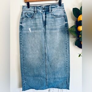 Carly Jean LA Taylor vintage denim midi skirt light wash